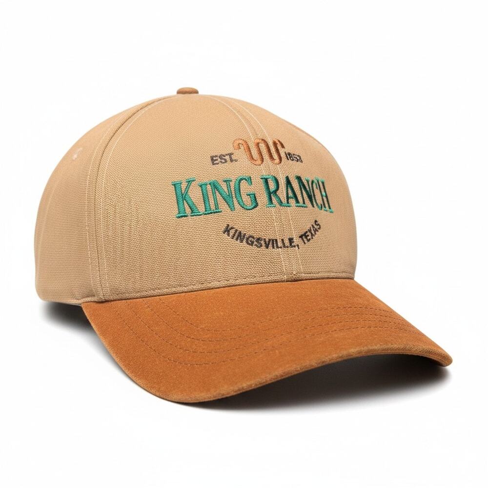 King Ranch Texas Hat Cap Kingsville Brown Leather Bill Strap Made In USA